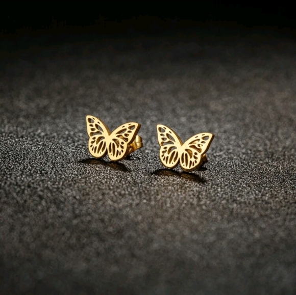Jewelry - Gold Tone Butterfly Stud Earrings